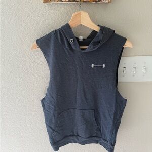 Sleeveless Navy Hoodie Top